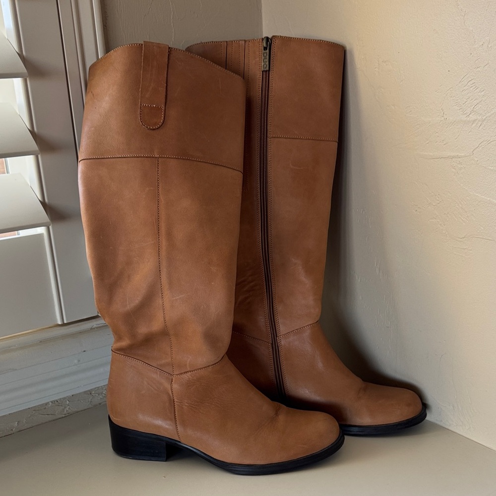 Duo Tan Leather Knee-High Boots